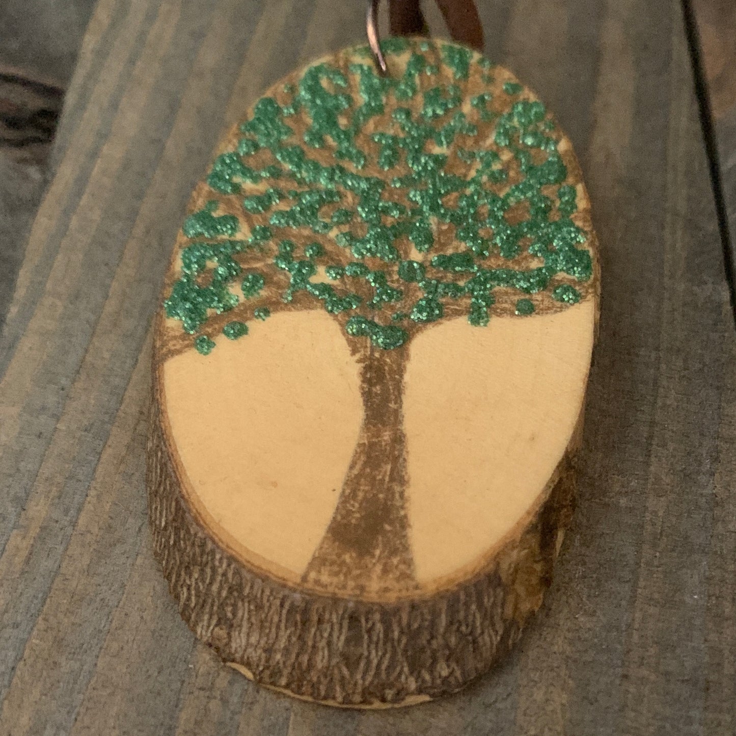 Enchanted Tree Large Pendant - Sparkly Leaves & Heart