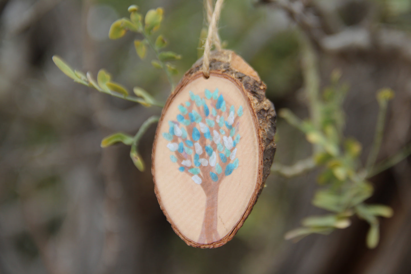 Blue Silver Leaves  - Mini Enchanted Tree Wall Hanging