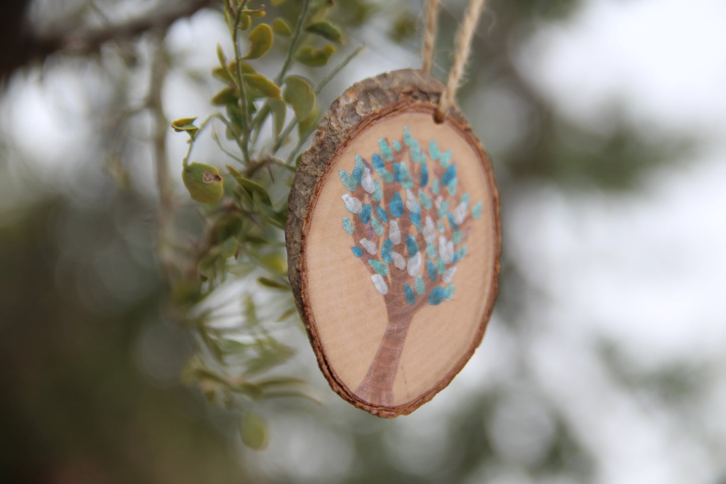 Mini Enchanted Tree Wall Hanging - Blue Silver Leaves - Collector Series